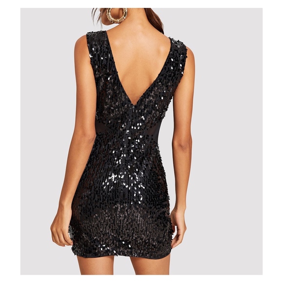 Black Bodycon Cut Out Sequin Party Dress - Picture 2 of 6